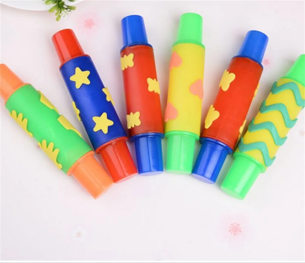 Hot Sale Plasticine model rolling pin ntelligent plasticine clay mold tool 18cm Flowers Decoration Roller Brush seal Kids Toys | Игрушки и