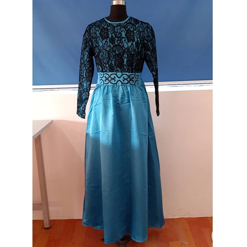 OTEN кружевное Абая пэчворк мусульманское платье для женщин вечервечерние