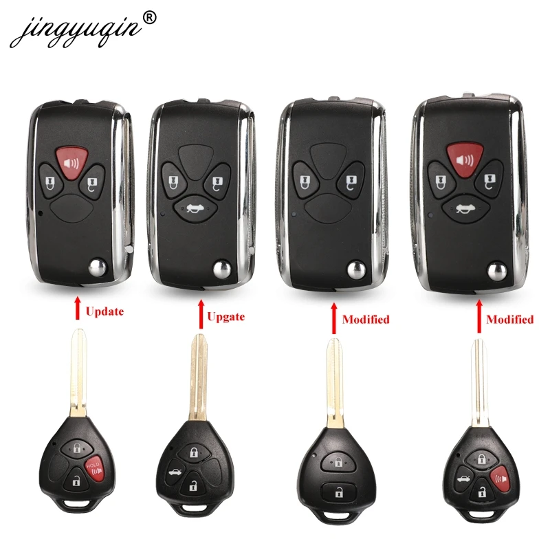 

jinyuqin 2/3/4 Buttons Updated Flip Remote Key Case For Toyota Avlon Crown Corolla Camry RAV4 Reiz Yaris Prado Key Shell Toy43