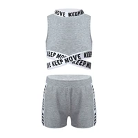 kids girls sports suit tracksuits running outfit exercise trainning gym wear cropped vest tops and shorts set workout sportswear