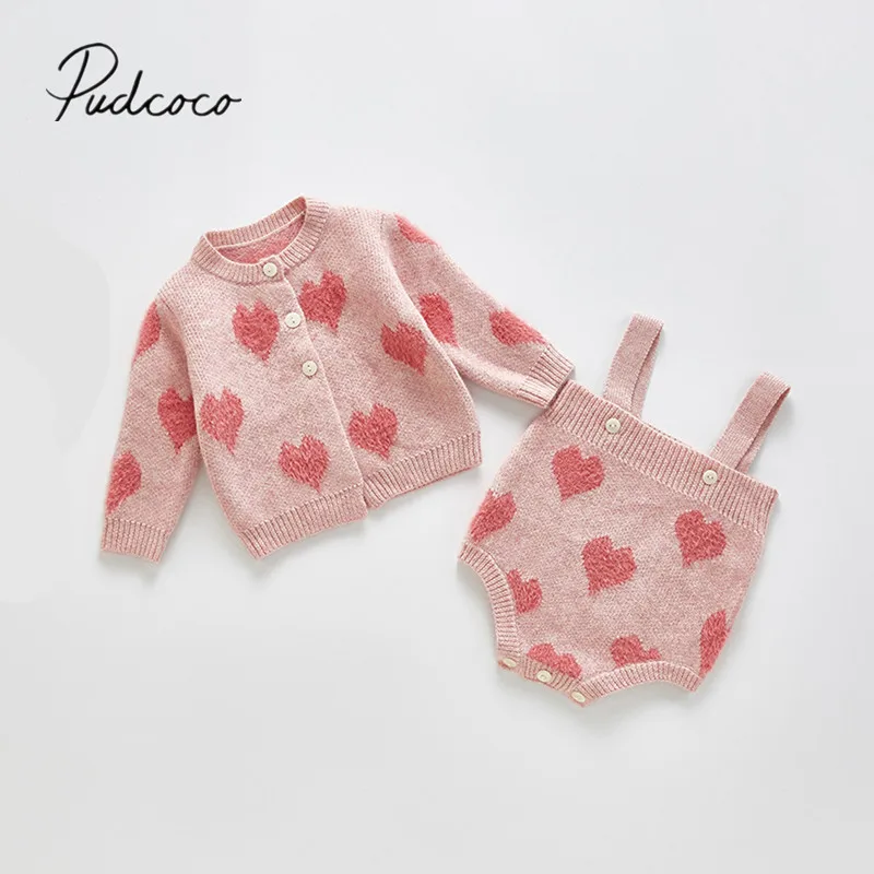 2020 г. Весенне осенняя одежда для малышей Одежда с сердечками новорожденных