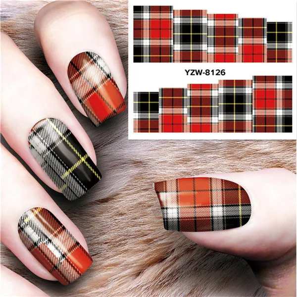 

1 sheet DIY Nail Art Water Transfer Stickers Grid slider adhesive Watermark Decals Women Beauty Wedding Nails
