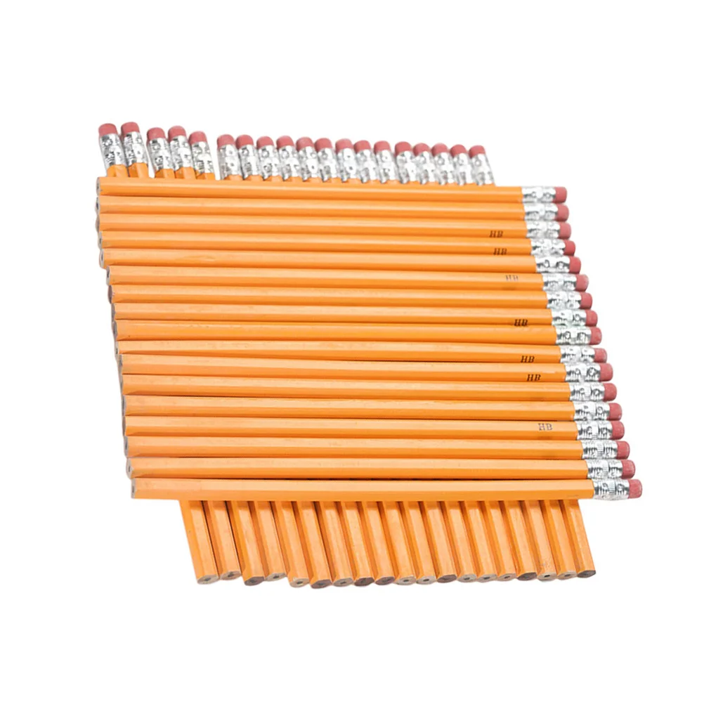 

40pcs Wooden Pencil Simple Practical Durable Eraser Pencil For Girl Boy (Yellow)