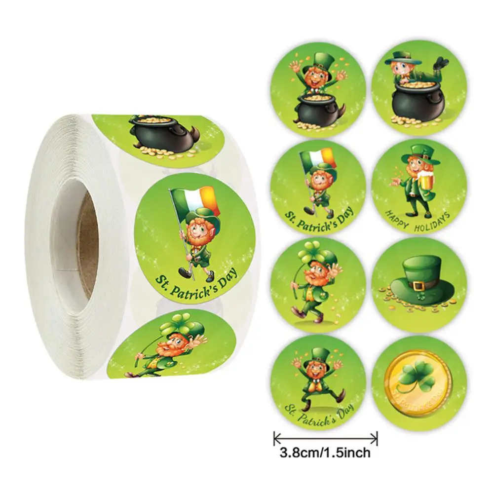 500Pcs Happy St.Patrick's Day Stickers DIY Candy Favors Gift Boxes Seal Labels Packaging Sticker Irish Festival Party Decor | Игрушки и