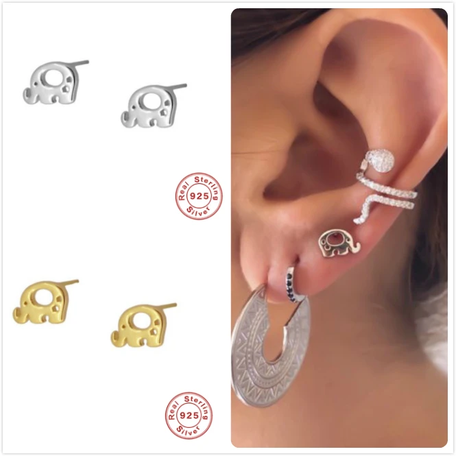 Настоящее серебро 925 серьги для женщин Золотые с цирконием в форме звезды девушек