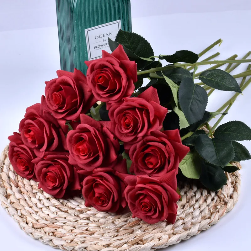 

10pcs Artificial Roses Fake Flowers Bridal Bouquet Wedding Home Living Room Decoration Rose Flower Bouquet