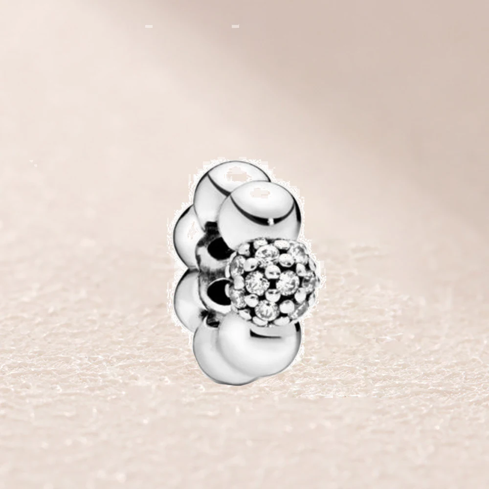 

798310CZ Polished & Pave Bead Spacer