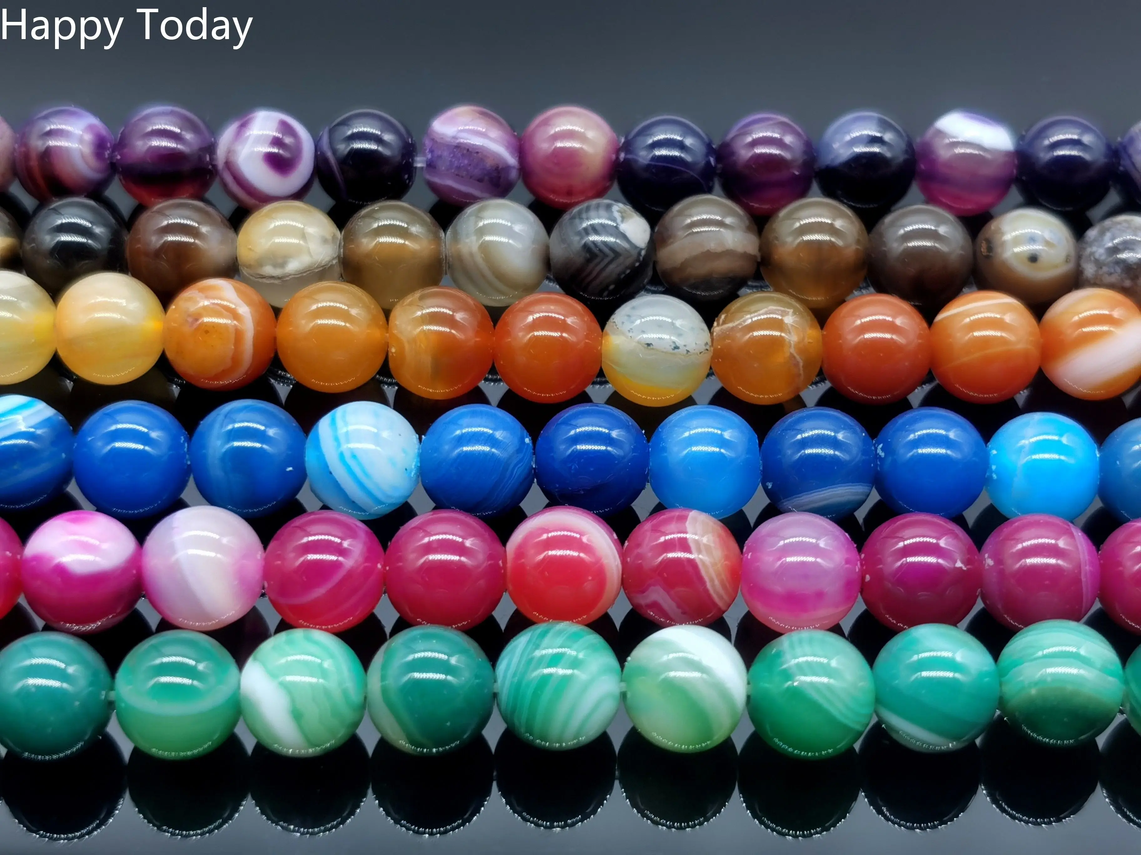 

Six kinds of color Banded agate 6mm-12mm 1 strands/set very beautiful for all kinds of DIY bracelet designs （about 38cm）