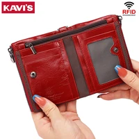 kavis women wallets small fashion brand leather purse women ladies card bag for women 2021 clutch women female walet purse red