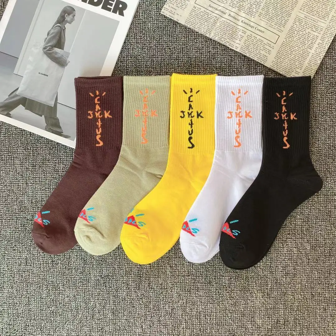 3 pairs men's socks Harajuku retro Travis cott Crew Cactus Jack fun socks street hip hop fashion sports basketball socks