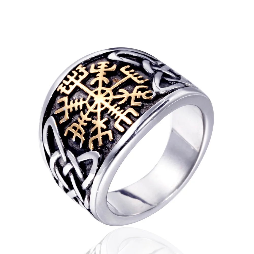 

Megin D Stainless Steel Punk Viking Symbol Totem Carved Retro Pirate Rings for Men Women Couple Friends Gift Fashion Jewelry Boh