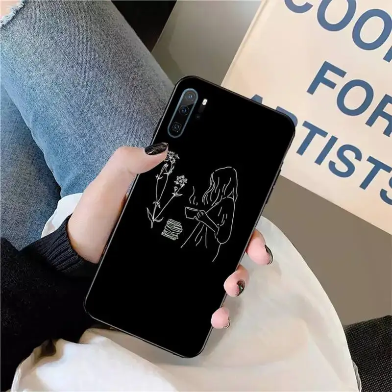 

Black Sexy Art Rose Lover Harajuku Aesthetics Phone Case For Huawei honor Mate P 9 10 20 30 40 Pro 10i 7 8 a x Lite nova 5t