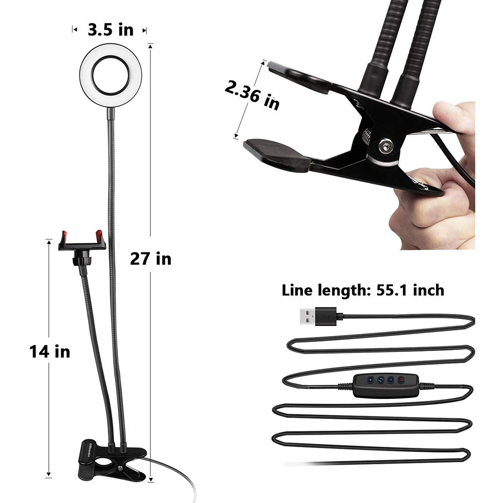 Кольцевой светильник для селфи со стандартным кольцом лампа прямой