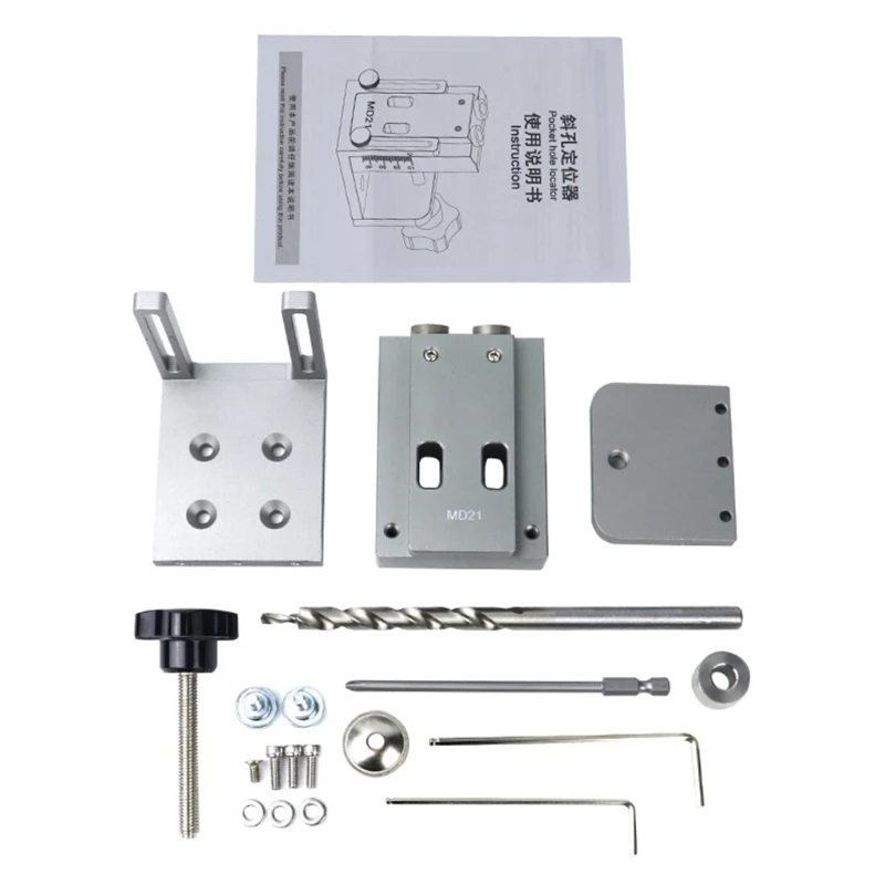 

Woodworking Pocket Hole Locator Jig Kit Wood Doweling Puncher with 9mm Step Dril