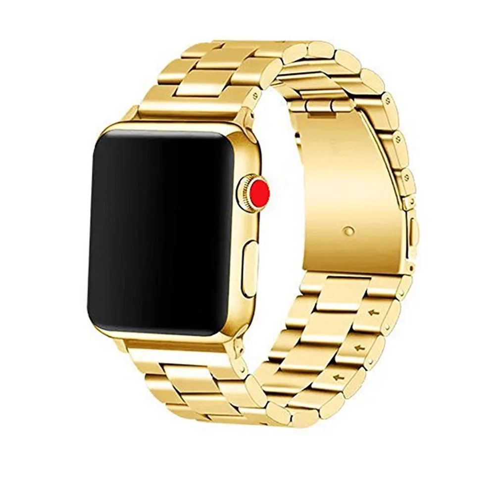Ремешок из нержавеющей стали для Apple Watch, ремешок iWatch, металлический ремешок для часов, розовый, 38, 40, 42, 44, браслет с застежкой, серия 4, 3, 2, 1