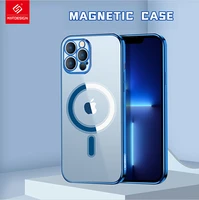 2022 New Transparent Magnetic Phone Case For iPhone Pro Max Mini Fine Hole Electroplating Safe Silicone Covers