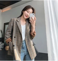 spring womens jacket retro plaid suit womens autumn 2021 new korean jacket ins net red plaid casual small suit