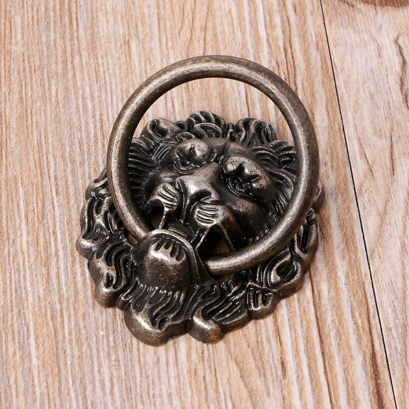 

10 Pcs 40 x 67mm Dresser Drawer Cabinet Door Ring Lion Head Pull Handle Knob
