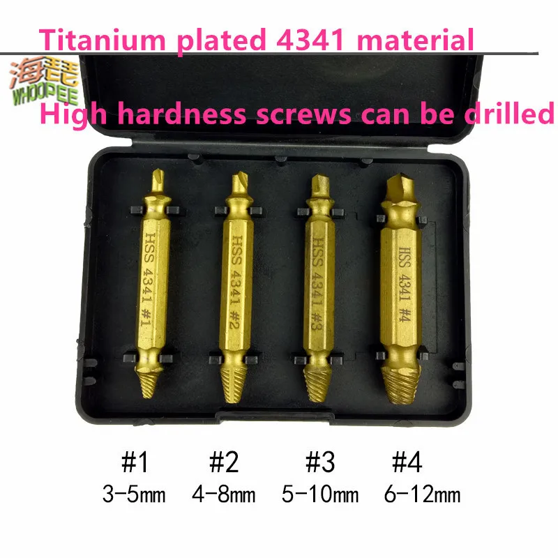 

Damaged Screw Extractor Drill Bits Guide Set Remover Tool 4pcs Center Metalworking High Speed Steel Metal Broken But Easy Out