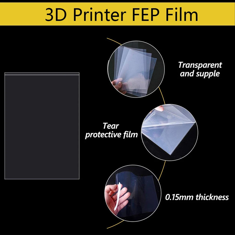 

FEP Film Sheet Replacement Release Films 280x200x0.15mm UV DLP LCD SLA Thick Photon Resin 3D Printers Cover Office Computer 5PCS