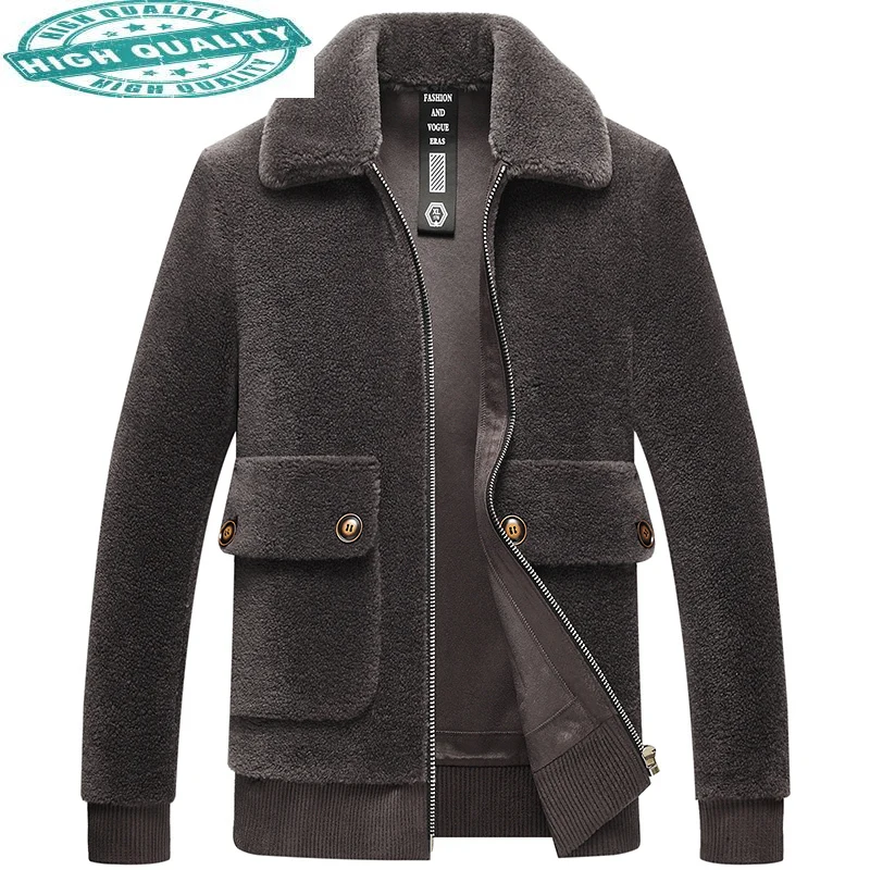 

Fur Real Coats Men Casual 100% Sheep Shearing Jacket Male Short Warm Wool Coat Mens Outwear Winter 1abrigo Hombre SQQ737