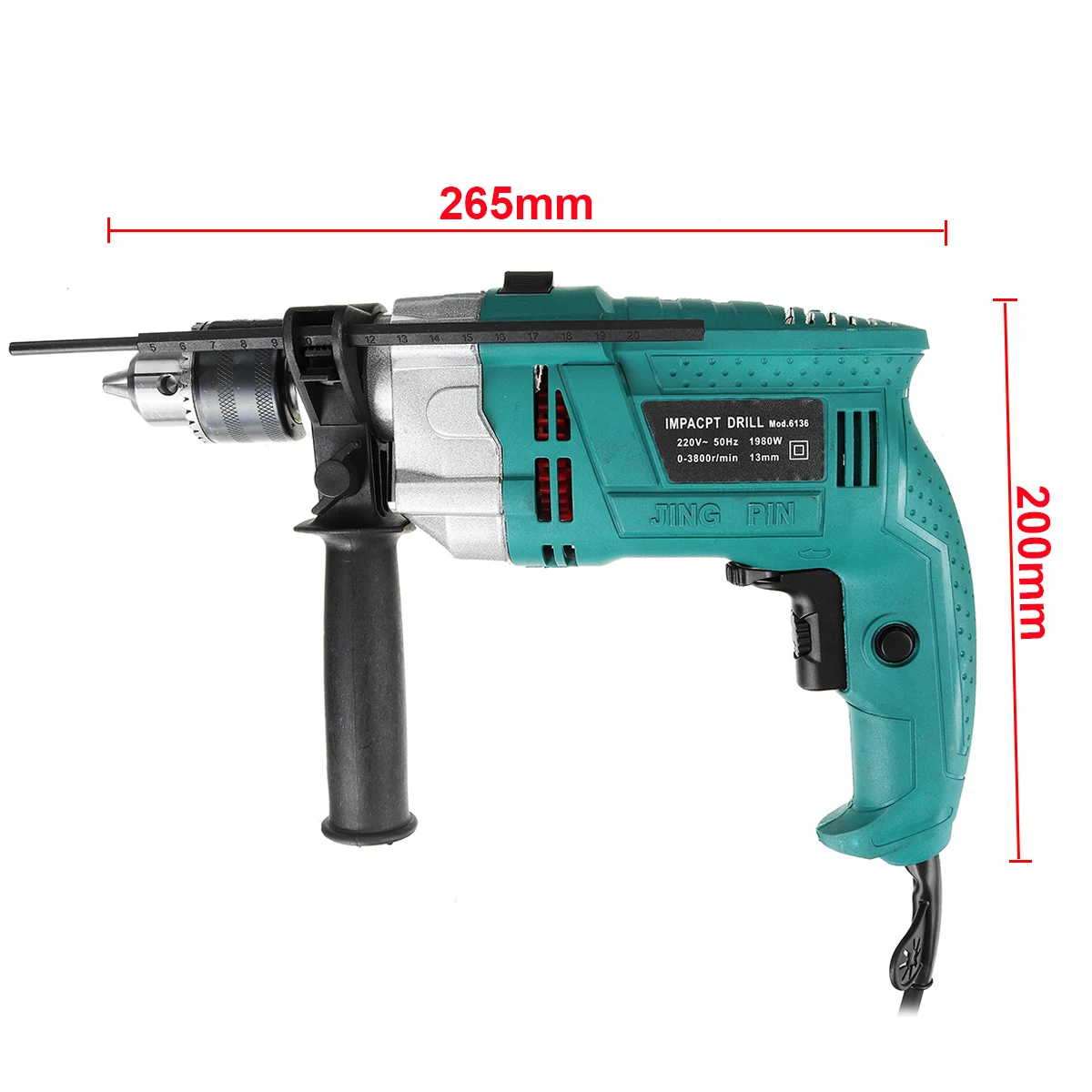 Drillpro 1980 Вт 3800 об/мин 220 В электрическая Ударная дрель набор ручной плоский