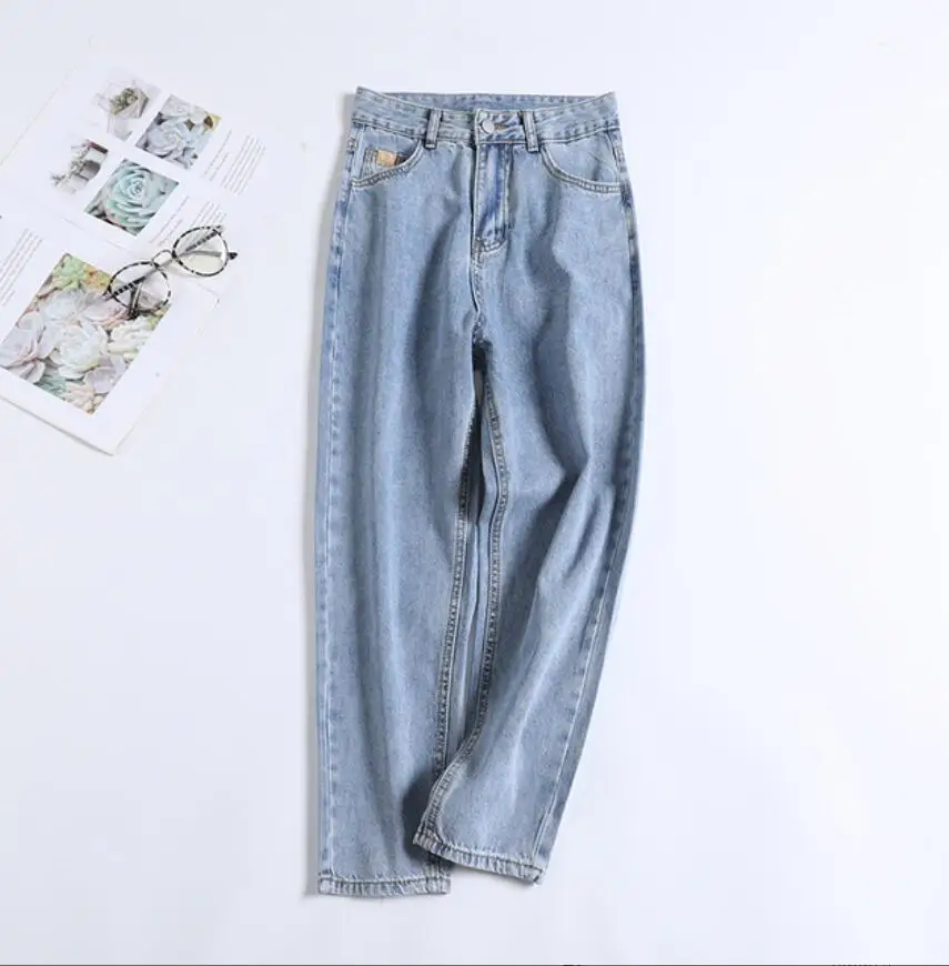 

blue Loose Harem Women's Jeans Female Straight pants Spring 2020 Jeans Women High Waist Denim Pencil Pants casual Trousers