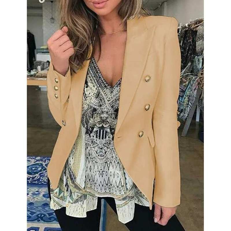 Элегантный женский Блейзер однотонные топы Осень Зима Офисная Женская верхняя