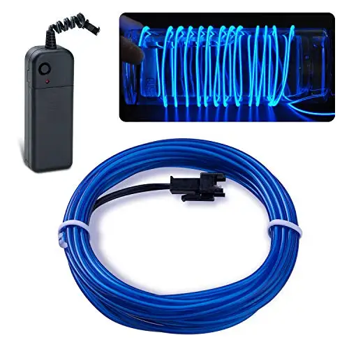 

Lychee Neon Light El Wire with Battery Pack, 15 Feet, Blue