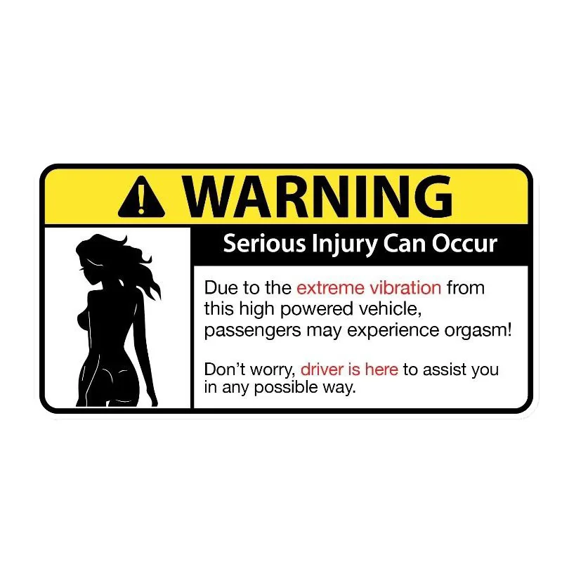 

DON'T WORRY Sexy Girl Warning Serious Injury Can Occur Car Sticker Auto Accessories Personality PVC Decorative Decal 16*8cm