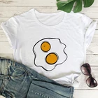 Летняя футболка женская белая футболка с круглым вырезом футболки, футболка с короткими рукавами для девочек простая футболка жареные egggraphics с узором в точку, для девушек, футболки со смешным