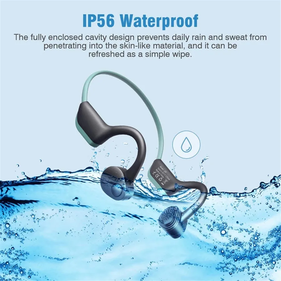 

J20 Wireless Bluetooth 5.0 Bone Conduction Headset Waterproof Running Hands-free With Microphone Sports For Smartphone Earphone