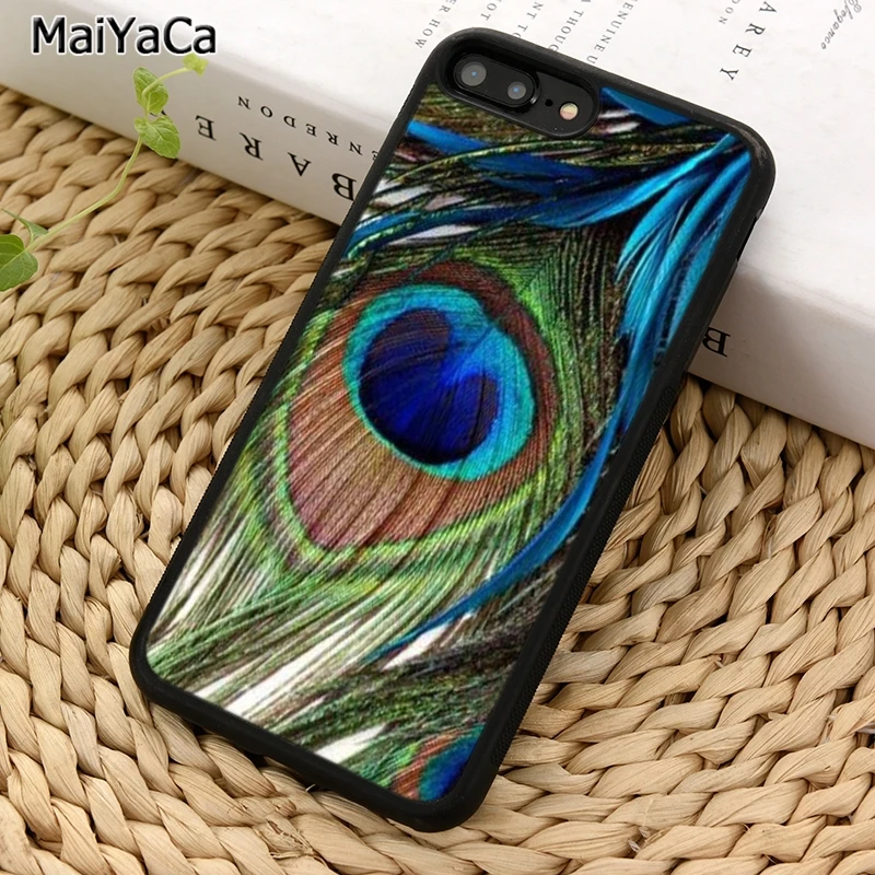MaiYaCa перо павлина крупным планом чехол для телефона iPhone X XR XS 11 12 Pro MAX 5 6 6S 7 8 Plus Samsung