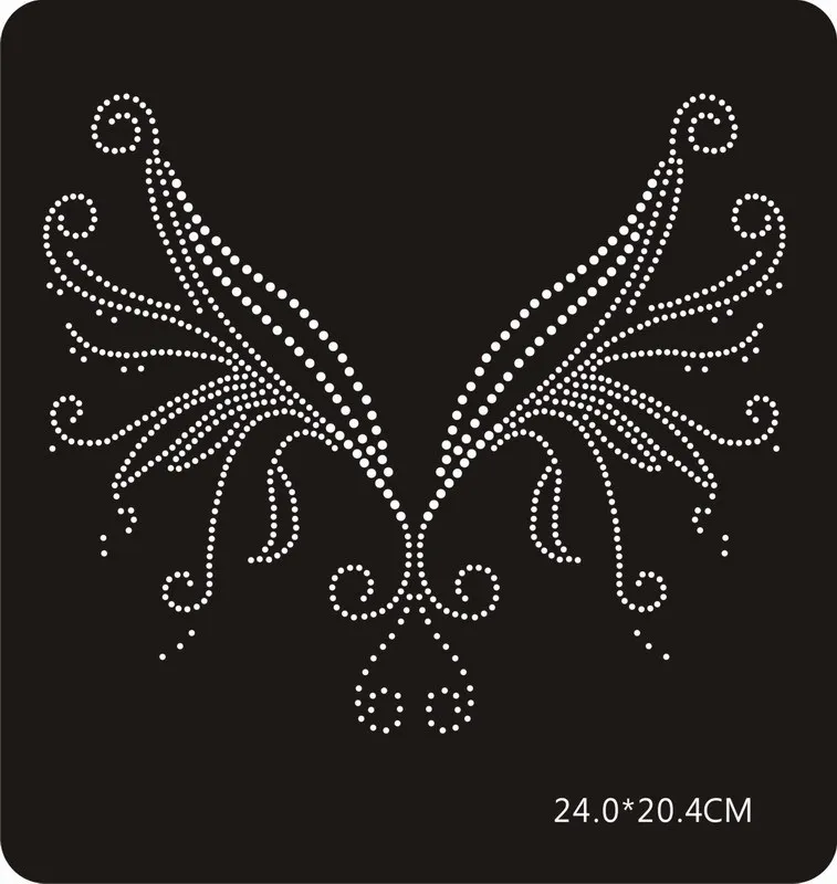 

2pc/lot Flower neckline sticker transfers design iron on transfer patches hot fix rhinestone transfer motifs fixing rhinestones