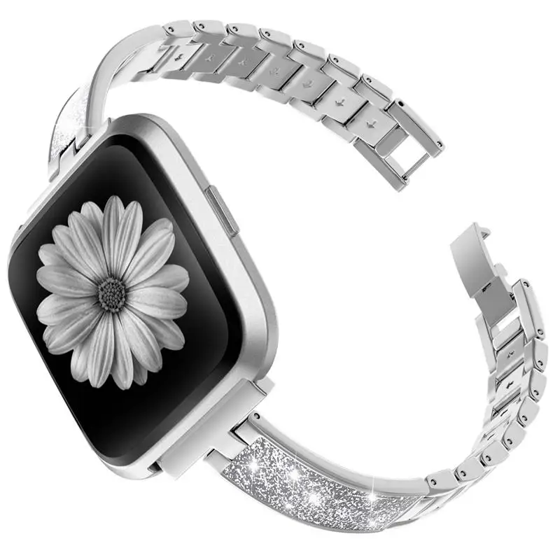 SRBlingSR Металлический браслет из нержавеющей стали, ремешок для Fitbit Versa, женский тонкий ремешок, сменные браслеты для Versa Lite, специальное издание - Цвет ремешка: SRBlingSR