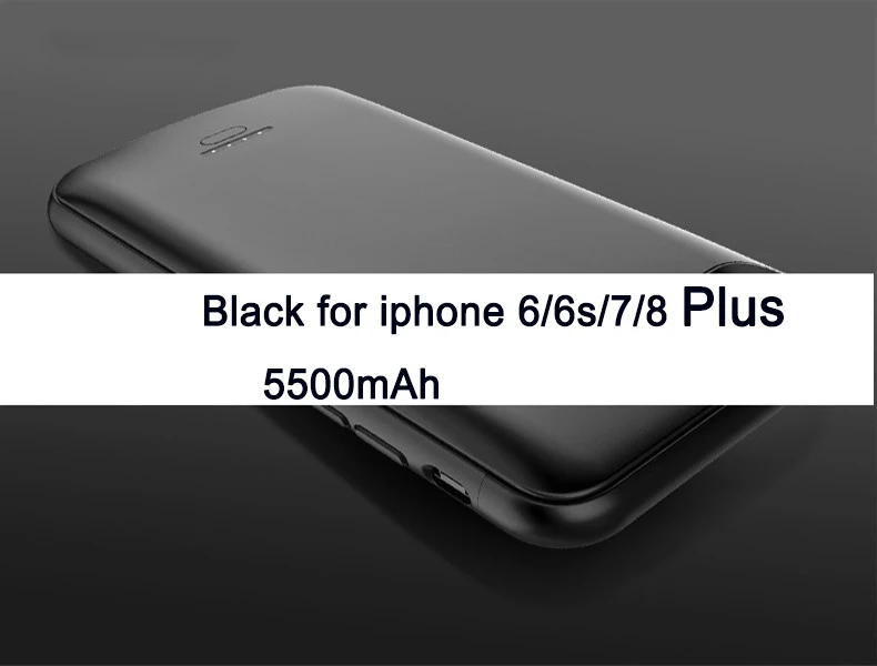 black 5500 5.5inch Аккумулятор Чехол для Iphone 6 6s 7 8 4000/5500mah зарядное устройство для Iphone 6 6s 7 8 Plus тонкий внешний пакет резервного копирования Чехол - Цвет: black 5500 5.5inch
