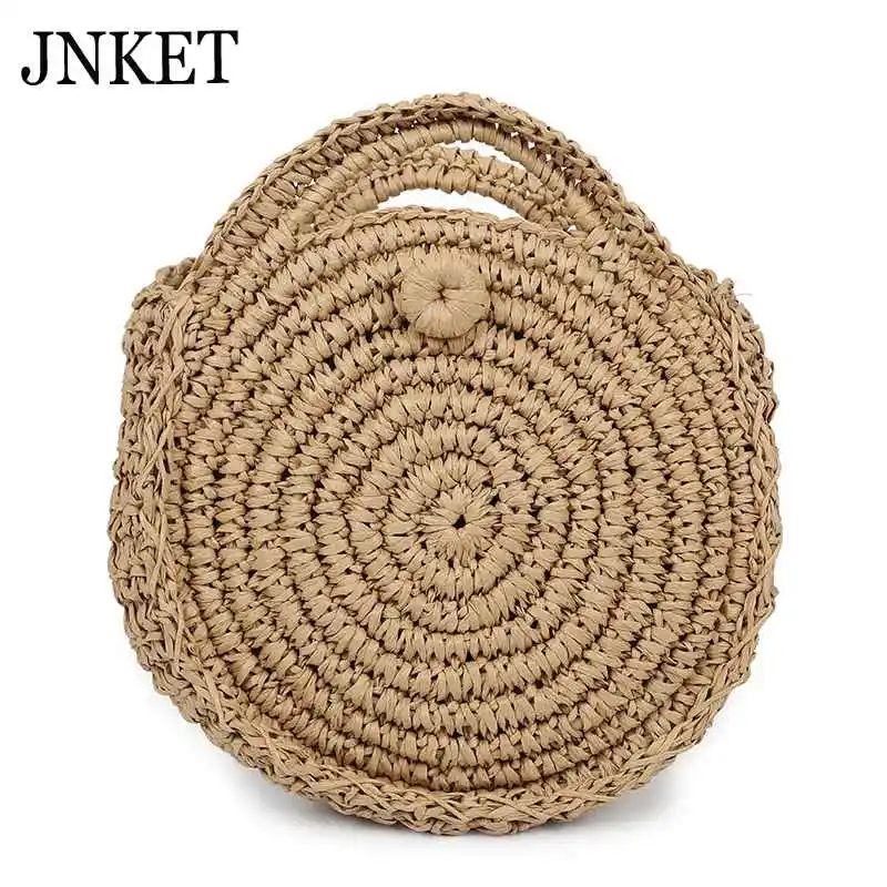 

JNKET Fashion Women Shoulder Bags Round Straw Bag Handmade Woven Beach Crossbody Bags Circle Bag Handbag
