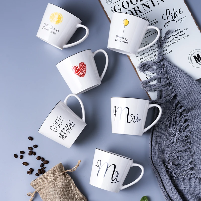 OUSSIRRO Simple Ceramic Coffee Mug Mr and Mrs Tea Milk Cup Creative Wedding Anniversary Gift | Дом и сад