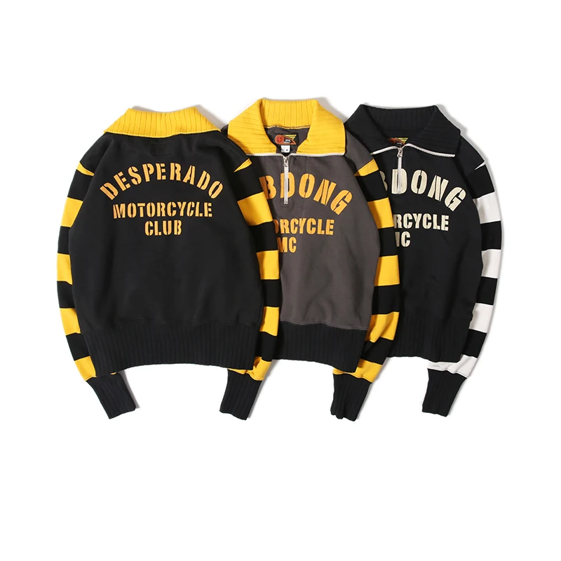BOB DONG мотоцикл Desperado половина на молнии короткие толстовки для мужчин пуловер