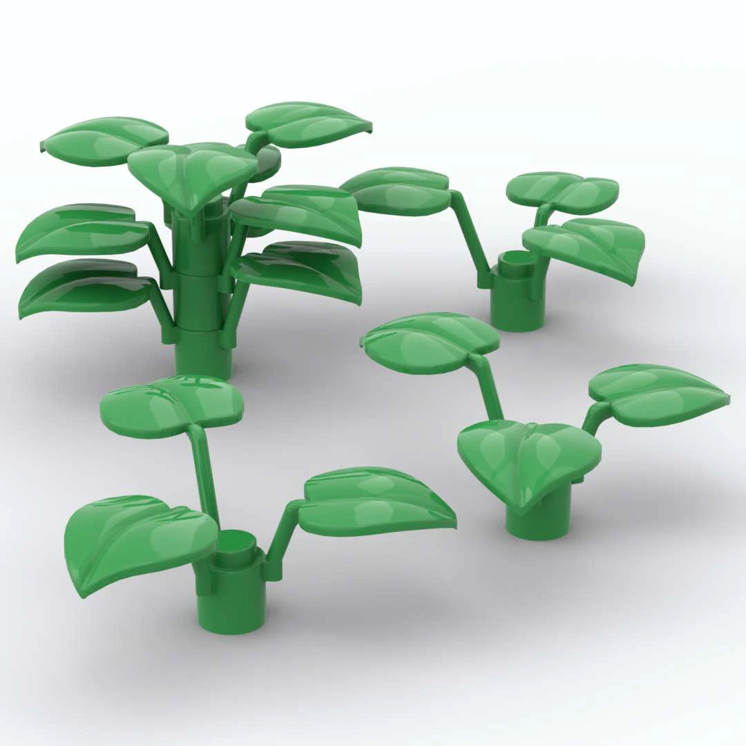 

96pcs MOC Bricks 6255 Broadleaf Plant Flower Stem 1x1x2/3 with 3 Large Leaves Grass Building Blocks Flower Plant Parts for Kids