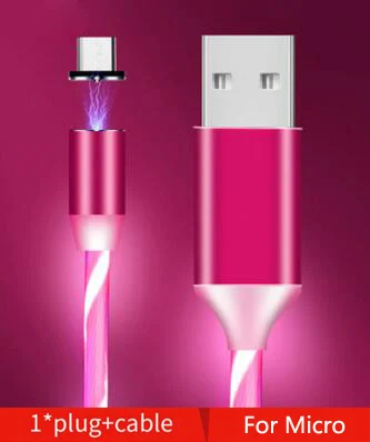 For Mirco Red Автомобильный зарядный кабель светодиодный светящийся Магнитный usb-кабель для kia rio марка toyota tacoma beetle ix25 dodge challenger opel insignia mk7 - Испускаемый цвет: For Mirco Red