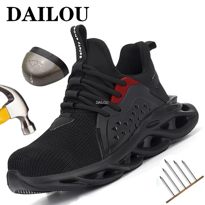

Dropshipping Men's Safety Shoes Men Boots Lightweight Safety Boots Steel Toe Anti-Smashing Work Boots Indestructible Shoes 2021