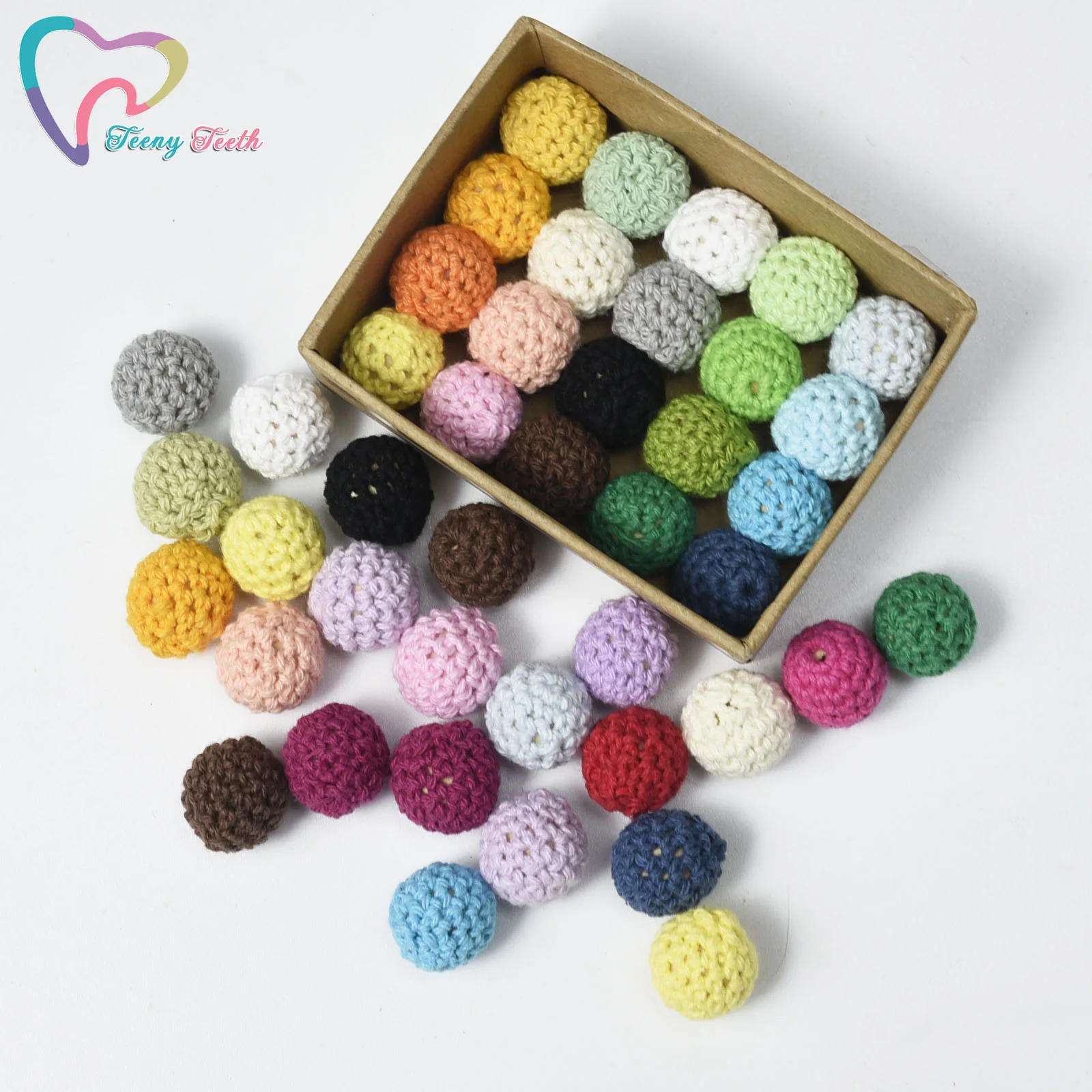 

Деревянные бусины ручной работы для вязания крючком, 500 шт., 16-20 мм, красочные шарики для детского жевания, бижутерия «сделай сам» для кормления, органические бусины для браслета-прорезывателя