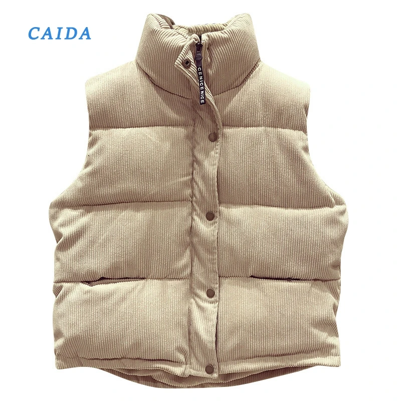 CAIDA осенний и зимний жилет женский короткий вельветовый жакет пуховик хлопковая