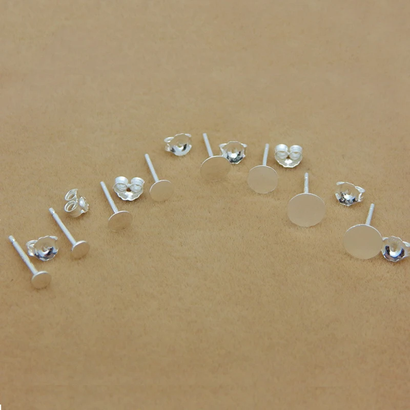 4 шт./компл. 925 пробы Серебряные Пустые спины кабошон круглое основание серьги