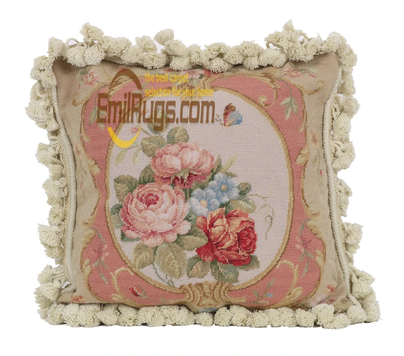 Traditional Chinese Needlepoint Cushion Embroidery Pillow Case Headrest Pillow Pad Square Wool aubusson Cushion