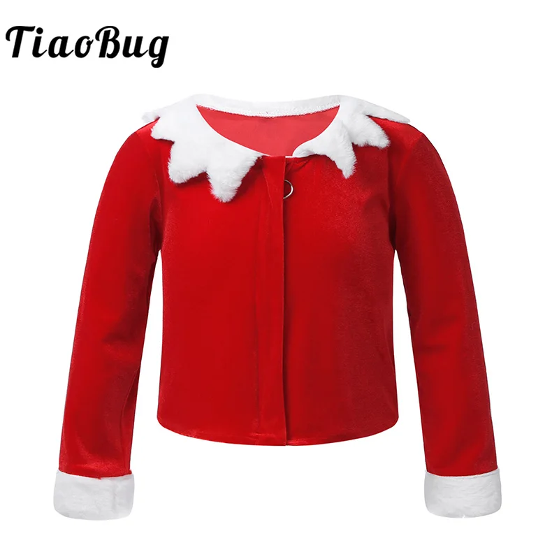 Купи Kids Girls Red Velvet Christmas Costume Coat Jacket Long Sleeves Zipper Festival Santa Claus Cosplay Party Xmas Dress Up Clothes за 689 рублей в магазине AliExpress