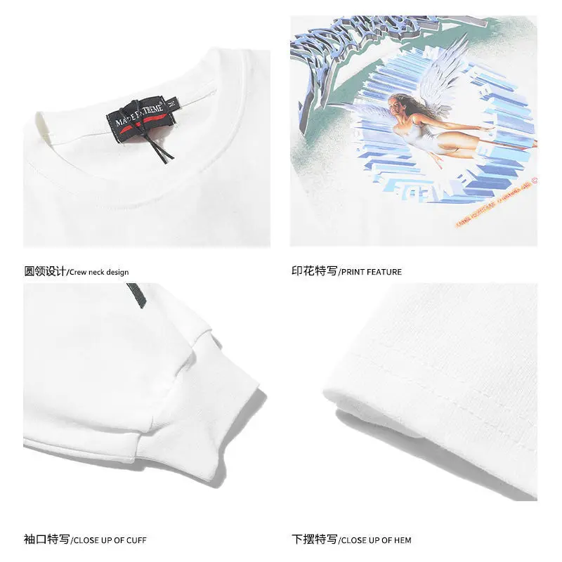 

korean fashion y2k Long sleeve kawaii Angel anime Print men women Streetwear Hip Hop Harajuku T Shirt men Oversized hoodies