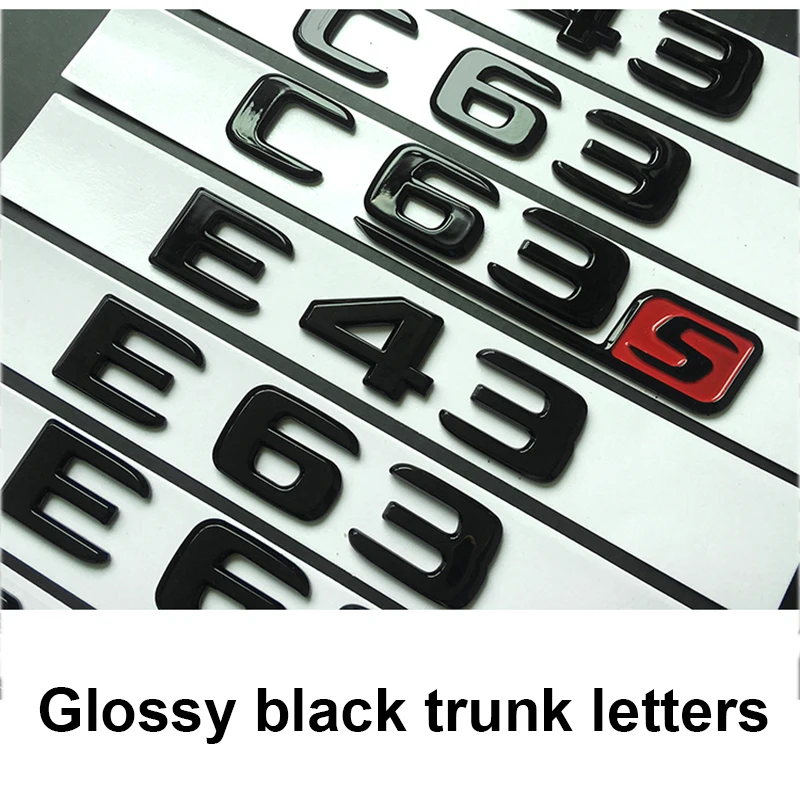 

DIY Car Trunk Model Name Sticker Glossy Black Letter Number Emblem for Mercedes Benz A45 C43 C63 C63S E43 E63S S63 S65 GLA43