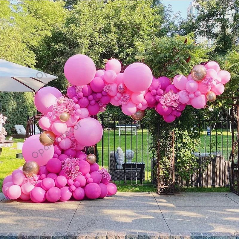 

173Pcs Rose Red Balloon Garland Kit Pastel Pink Baby Shower Girl Wedding Birthday Party Decoration Balloons Accessories Supplies